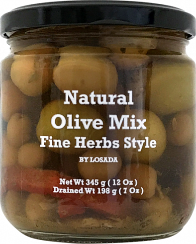 Natural olive mix with herbs, Aceitunas Losada, 345g