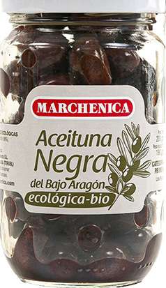Bio black olives without brine, Marchenica, 200g