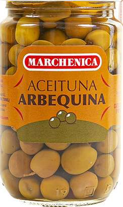 Zelené olivy s peckou Arbequina, Marchenica, 180g